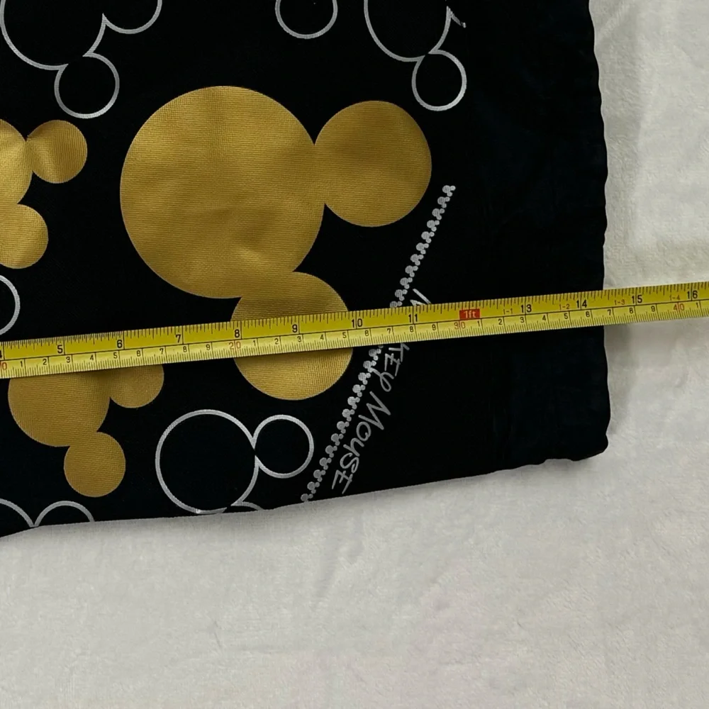 Disney Black Good & White Mickey Mouse Ear Pattern Drawstring Bag ~14” x 10” NWT